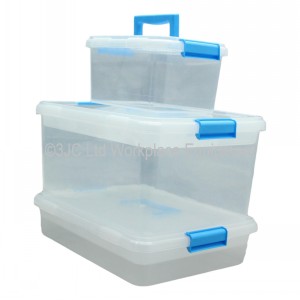 Tml Clear Plastic Storage Box & Clippy Lid Set Of 3